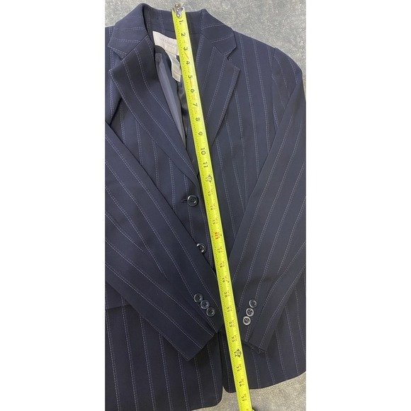Liz Claiborne Women's Navy Blue Striped Lined Petite Blazer Jacket Size 4P - Picture 8 of 9